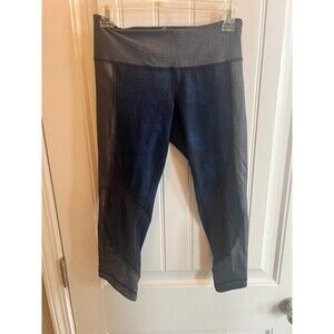 lululemon wunder under crop leggings sashiko stitch denim size 6